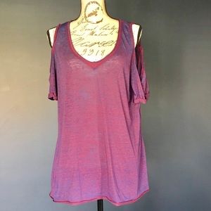 Pinkish Purple Cold Shoulder Tunic